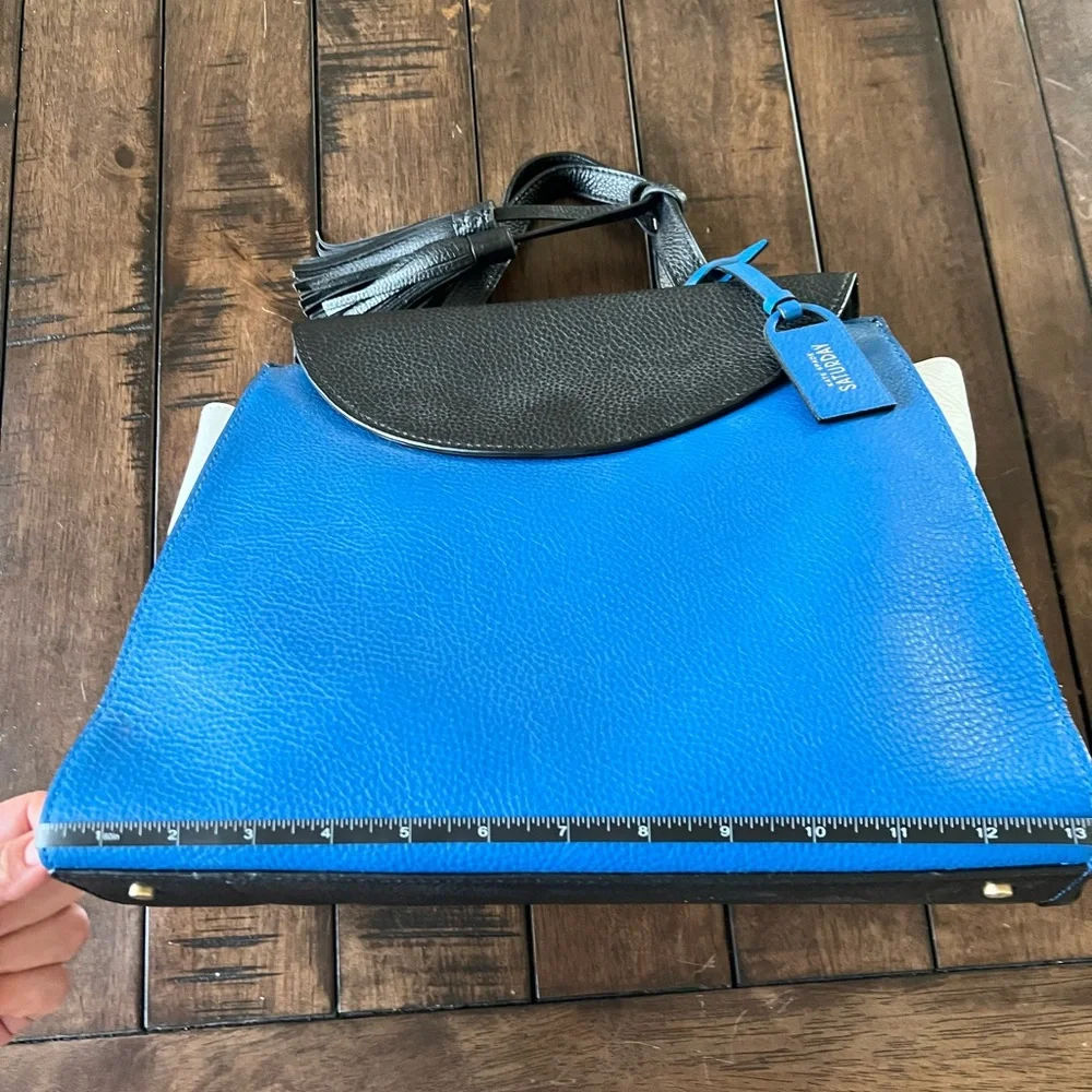 kate spade Blue, Black & White Leather Top-Handle Satchel - Picture 15 of 15